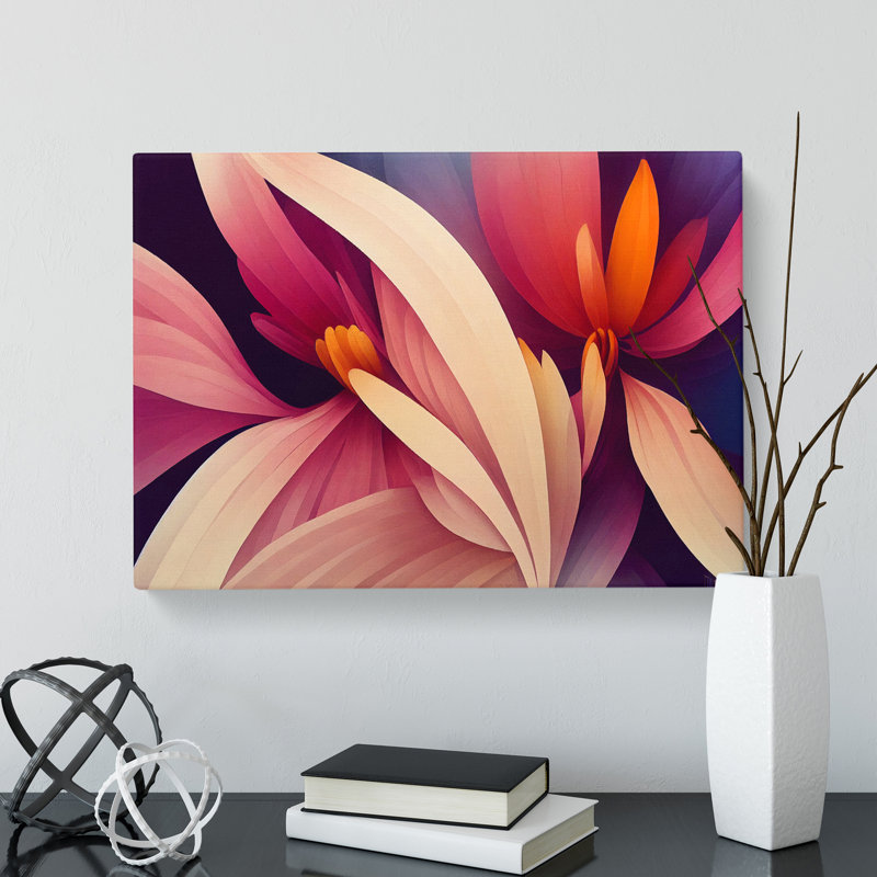 Contemporary Modern Flowers - Wrapped Canvas, 35cm H x 50cm W x 3cm D