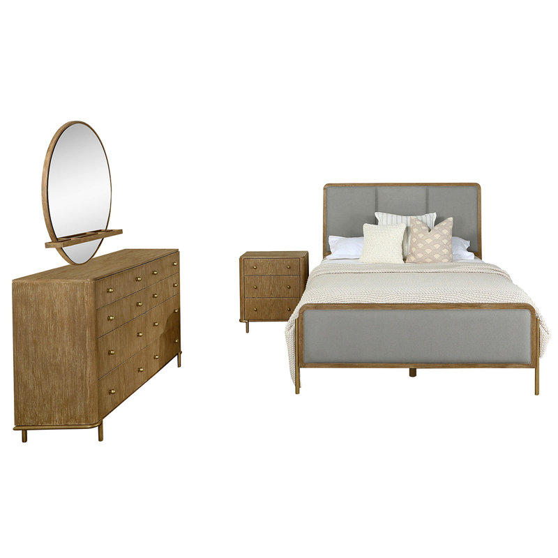 Ensemble de chambre avec grand lit 4 pièces Stevie, Quatre pièces : lit, table de chevet, commode et, Grand