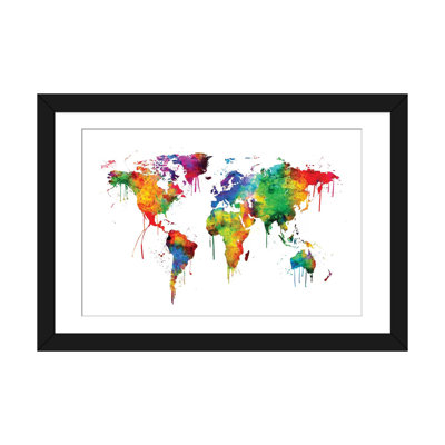 «Watercolor Map Of The World Map, Bright Colors» par Michael Tompsett, impression sur toile