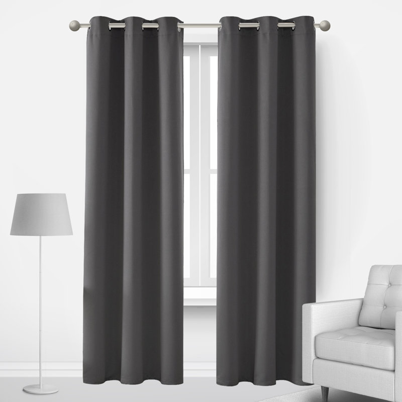 Lompoc Room Darkening Grommet Curtain Panels, 42" W x 84" L, Dark Gray