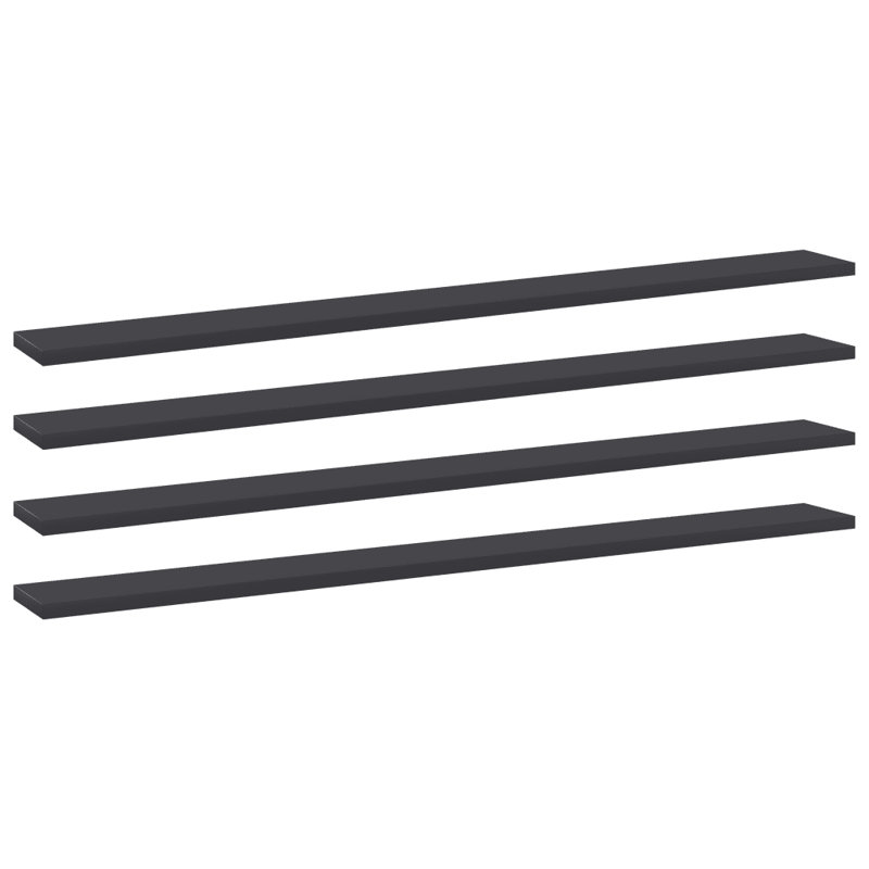 Adiy 4 Piece Wood Bracket Shelf, High Gloss Grey, 1.5cm H x 100cm W x 10cm D