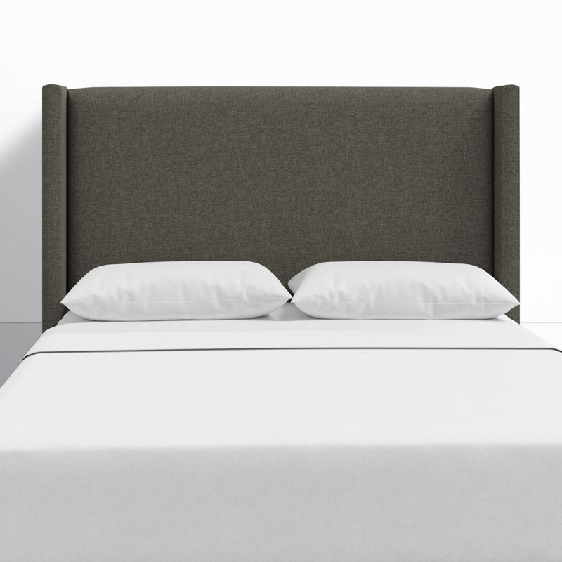 Hanson Upholstered Headboard, Full, Zuma Charcoal Textured Linen
