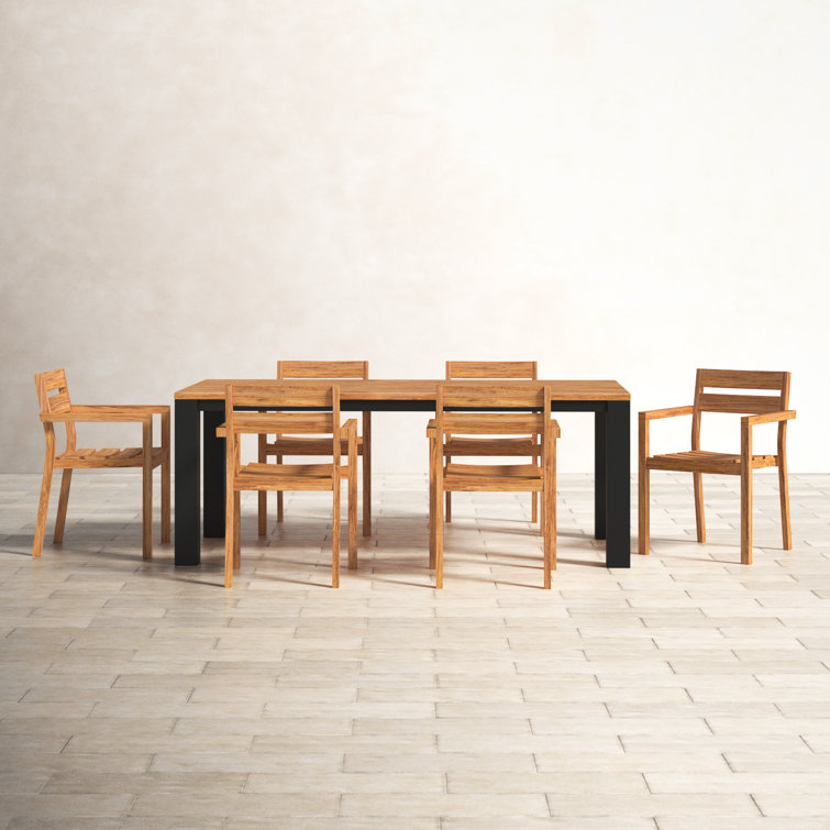 Morones Rectangular Reclaimed Teak 6 Person Indoor Outdoor Dining Set