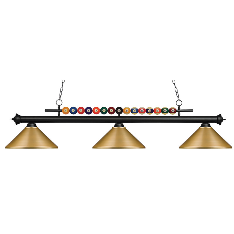 Luminaire suspendu linéaire pour table de billard 3 lumières Chapa, Noir mat