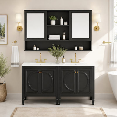 Ensemble de meuble-lavabo double 60 po avec armoire à pharmacie 60 po