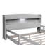 Lit élégant pour appartement, chambre d'amis, lit plateforme, lit plateforme en bois avec éclairage à DEL intégré, tête de lit avec rangement et garde-corps-521301147