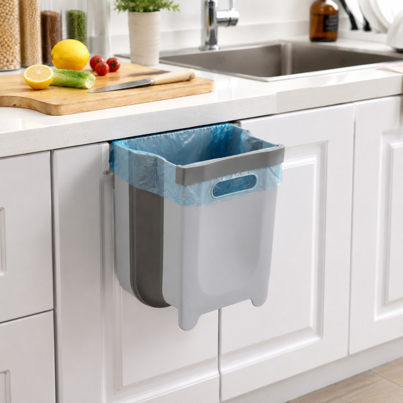 9L Hanging Collapsible Trash Can with Foldable Design