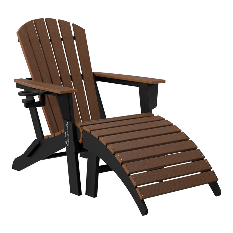 Chaise Adirondack pliante avec repose-pieds, noir