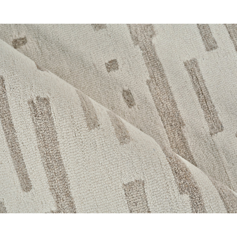 Ivory and Beige Handmade Wool Tufted 9' x 12' Area Rug