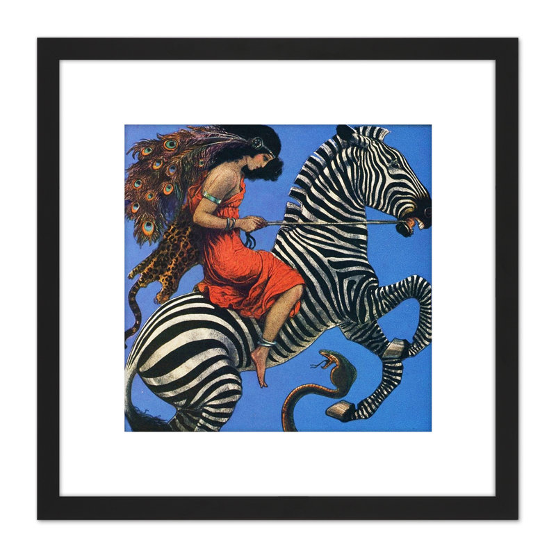 Woman Riding Zebra Snake by Władysław Benda - Single Picture Frame Painting