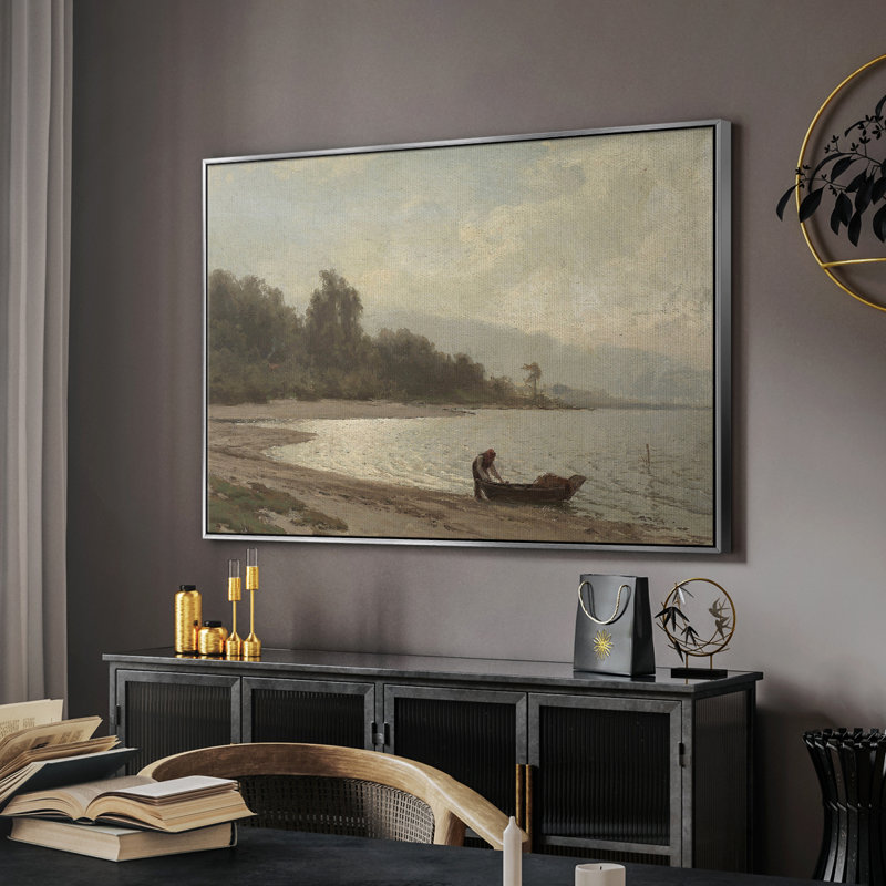 " Vintage Nautical Print-CX ", Silver Floater Framed Canvas, 27" H x 41" W x 2" D