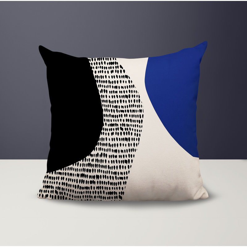 Coussin carré intérieur / extérieur pia, 19"H x 19"W, Bleu marine / noir / blanc cassé