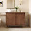 Meuble-lavabo moderne de 36 pouces avec lavabo, armoire de salle de bain en bois avec portes coulissantes et miroir de maquillage rabattable, lavabo rond en céramique pour la salle de bain
