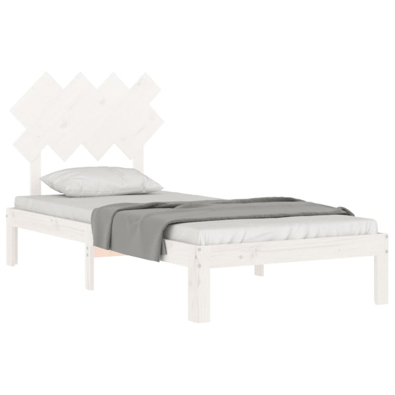 Bed Frame with Headboard, European Single (90 x 200 cm), White