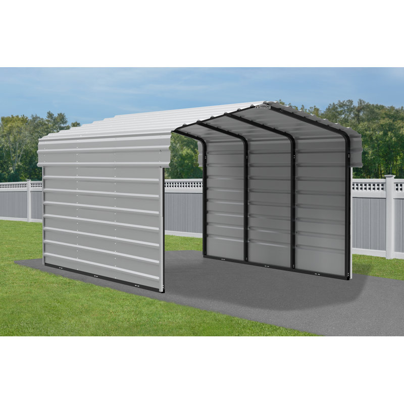 Eggshell Steel 10' x 15' Carport Kit with Enclosure