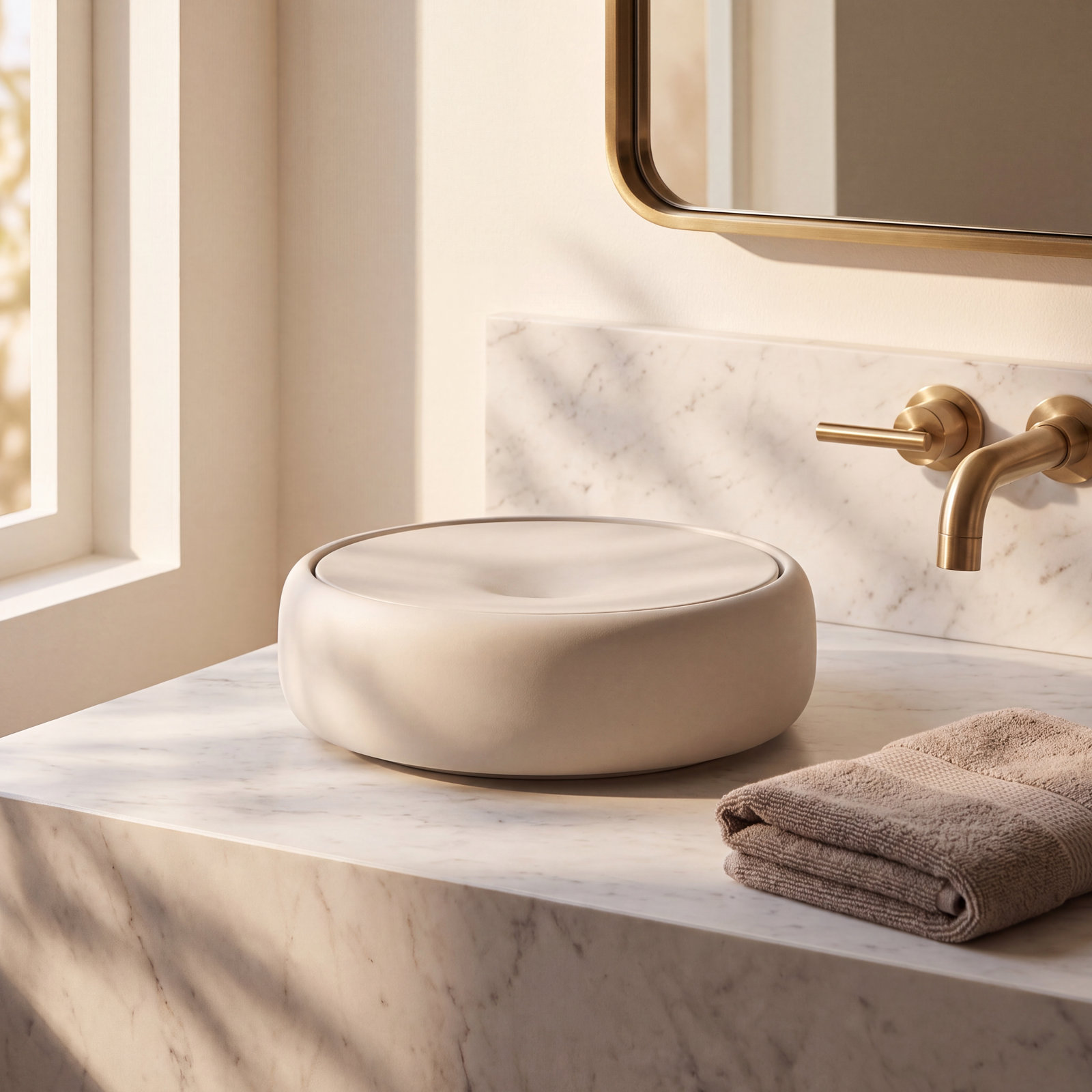 Sono Bathroom Storage Container, Moonbeam Cream