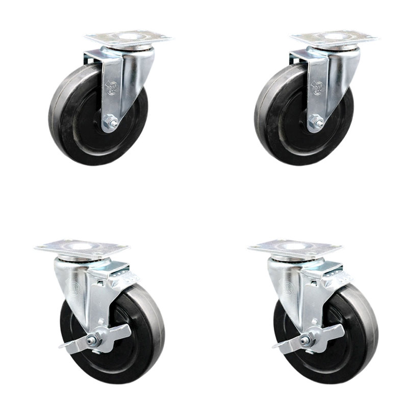 4 Piece Hard Rubber Caster Set