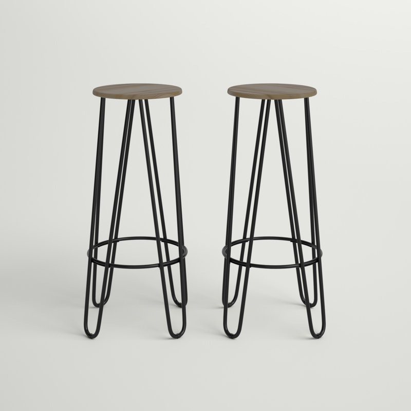 Laisha Counter Stool with Metal Frame, Walnut