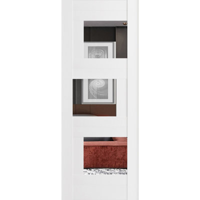 Quadro Mirrored Glass Paneled Wood Solid Manufactured Wood Standard Door Slab