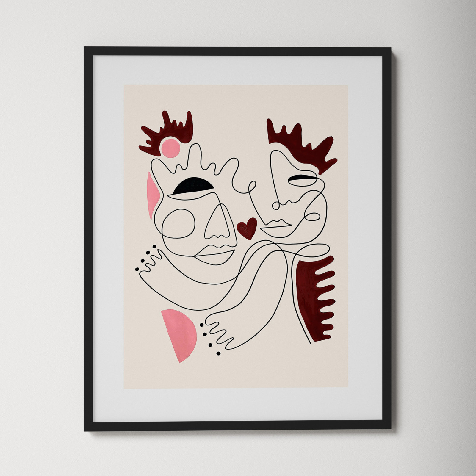 Love Yours Print by Shatha Al Dafai, 25.38" H x 20.38" W x 0.875" D, Noir Black Framed