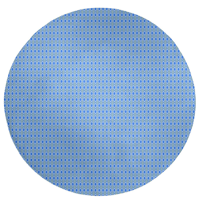 Tapis bleu à carreaux géométriques, Rectangle 2 pi x 3 pi