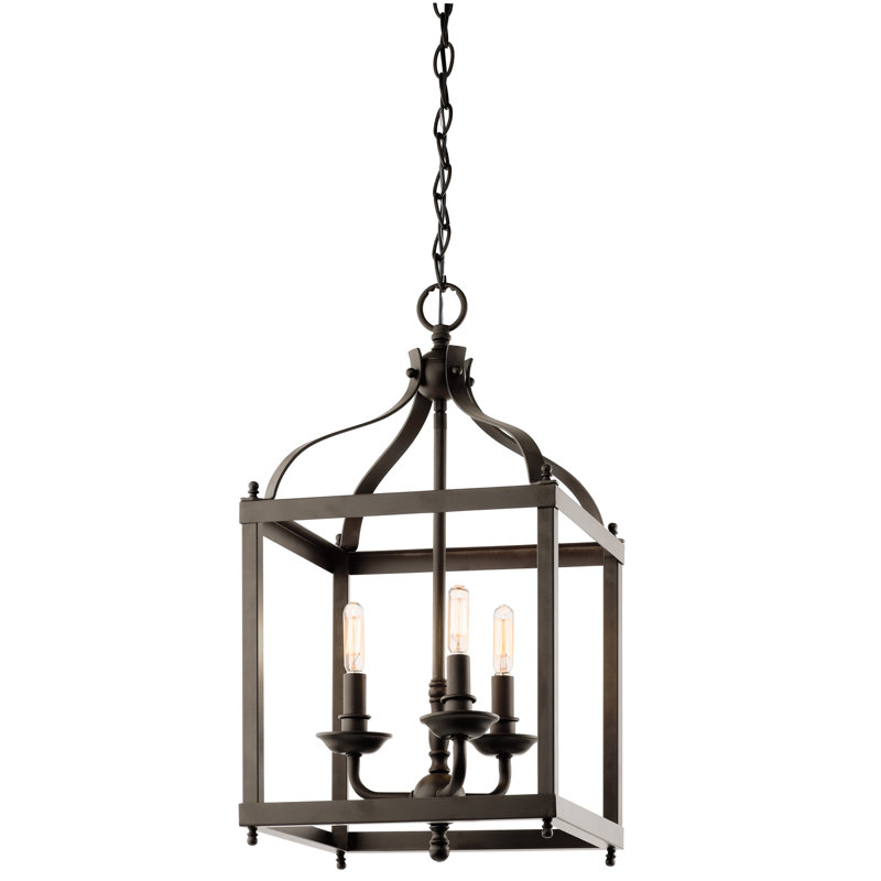 Luminaire suspendu carré à 3 lumières Orelia, Bronze vieilli