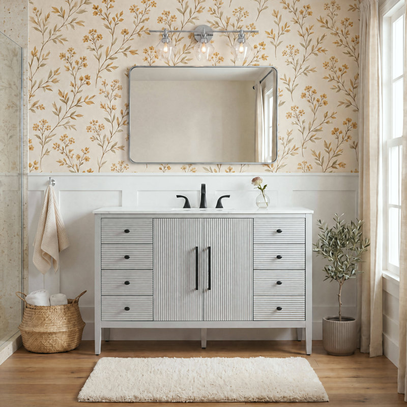 Meuble-lavabo simple 54 po, Gris