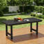 Table de salle à manger d'extérieur avec trou pour parasol, table rectangulaire en PEHD L 66,4 po x l 31,8 po