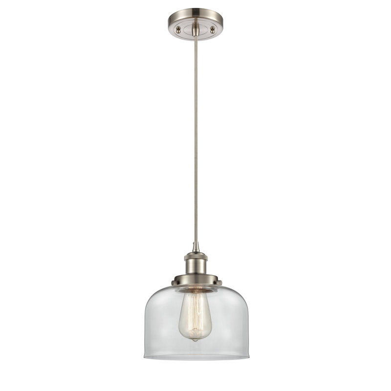 Mini luminaire suspendu à cordon 8 lumières Ballston Urban Bell, Ampoule non incluse, Clair, Nickel satiné brossé