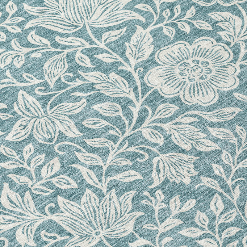 Machine Washable Indoor/Outdoor Chantille ACN2572 Floral Rug, Teal, 3' x 5'
