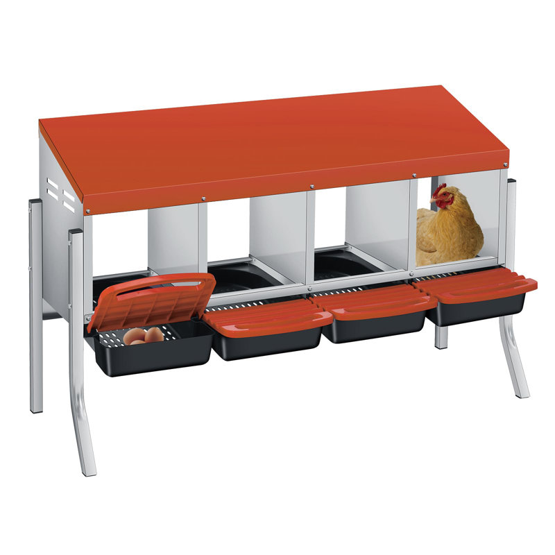 Boîtes de nidification pour poulets à 4 trous - boîtes à œufs coulissantes avec couvercles et pieds, collecteur d'œufs de poule facile à nettoyer, fixation murale