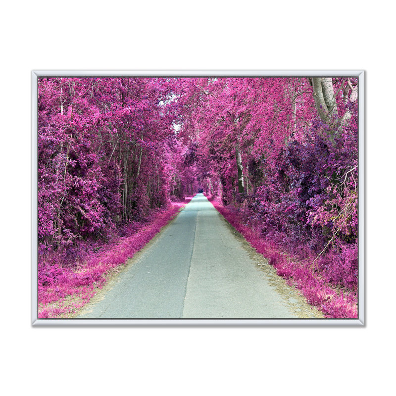 Reproduction d'art sur toile, rose et mauve, H 30 po x l 40 po x P 1,5 po, Toile encadrée flottée blanche