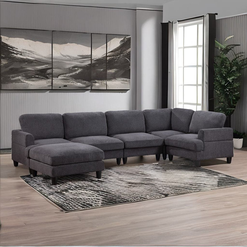 Canapé modulaire Yasim, Chenille gris foncé