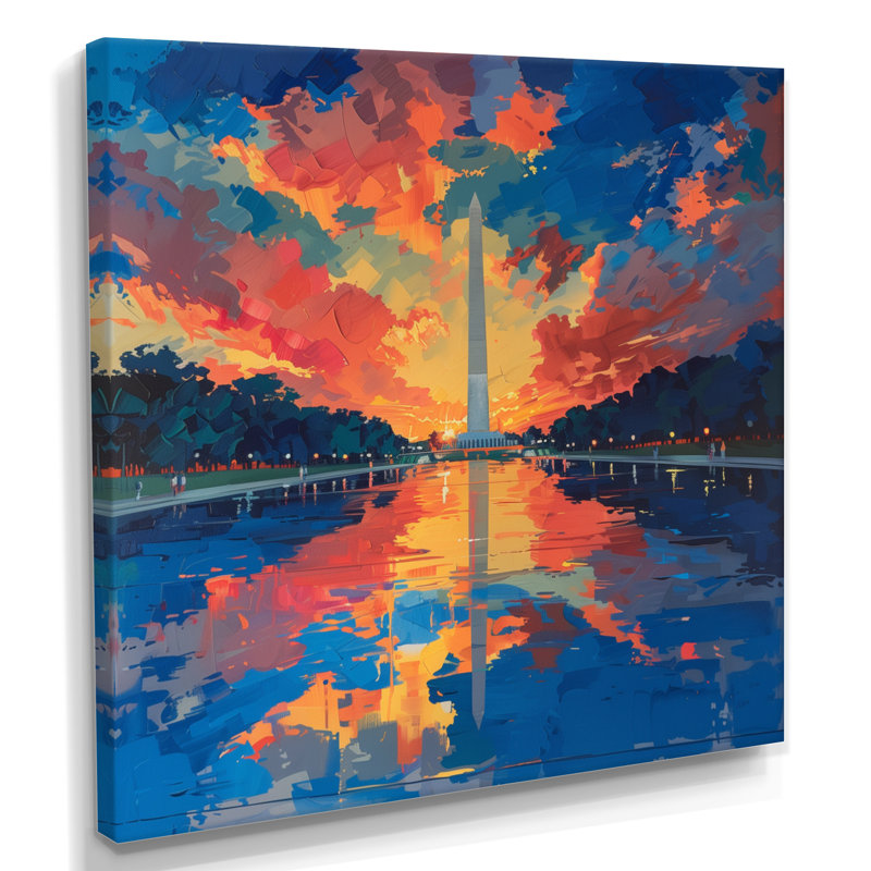 «Blue Red National Pride Washington Monument I», reproduction d'art mural, Toile tendue, H 30 po x l 30 po