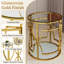 Table d'appoint ronde dorée de luxe 19,7 pouces avec tablettes de rangement-1324490650