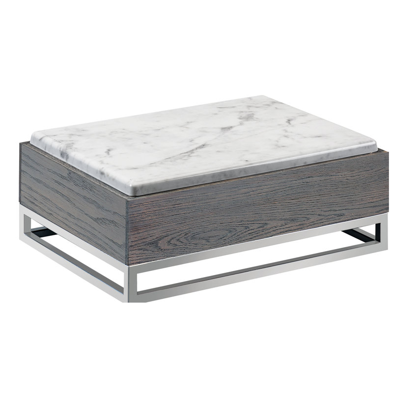 Ashwood Riser with Melamine Marble Tray, 6.25" H x 15" W x 11" D