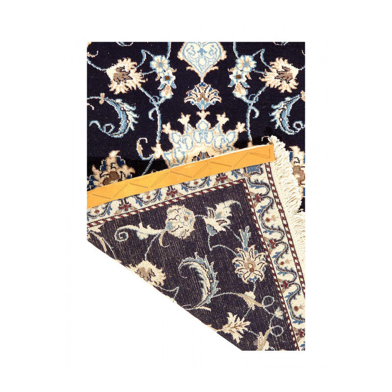Tapis unique en laine de couleur agneau bleu marine 5 pi x 3 pi Idalie