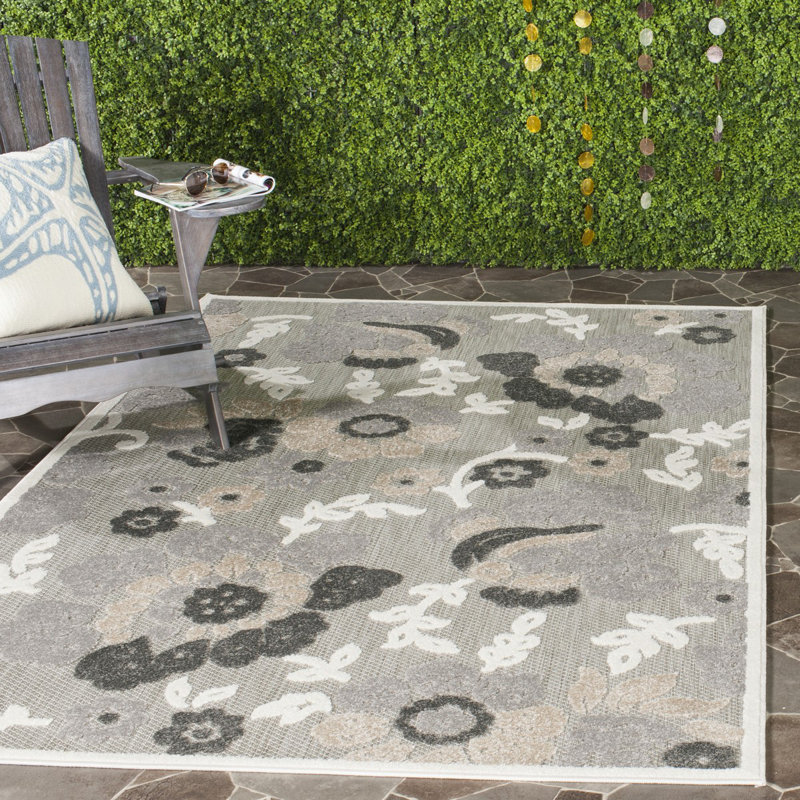 Roebuck Floral Hand Woven Indoor / Outdoor Area Rug, Rectangle 160 x 231cm