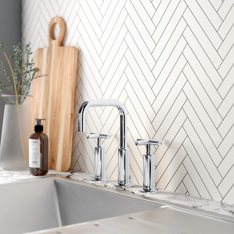 Robinet de salle de bain espacé avec ensemble de drain Purist, Chrome poli