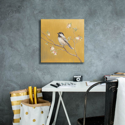 «Black Cappé Chickadee On Gold» par Danhui Nai, art mural sur toile