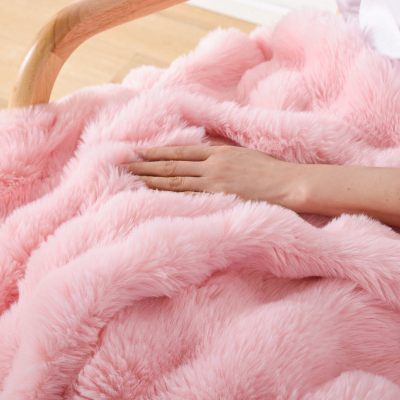 Jeté en fausse fourrure pour canapé - molleton rose moelleux et moelleux, couverture moelleuse moelleuse pour canapé et lit, jeté 50 po x 60 po