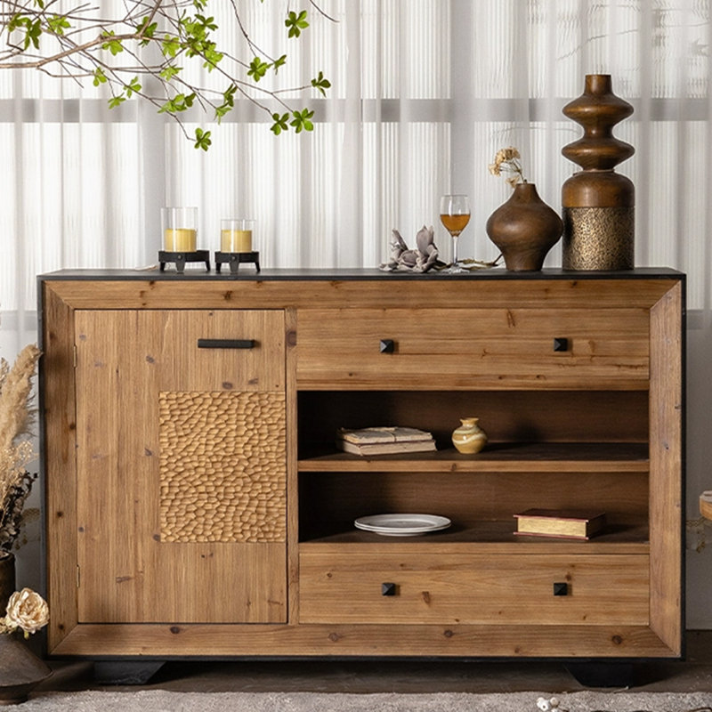 Buffet rétro en bois massif noir