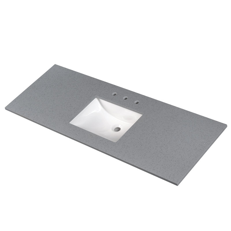 LustreLine Twilight Grisea 61 in. x 22 in. Engineered Stone Integrated Single Sink Vanity Top, Twilight Grisea