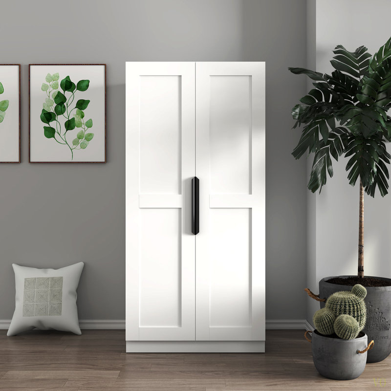 Buffet autoportant avec portes et tablettes 62,99In Kitchen Pantry Buffet, Blanc/Noir