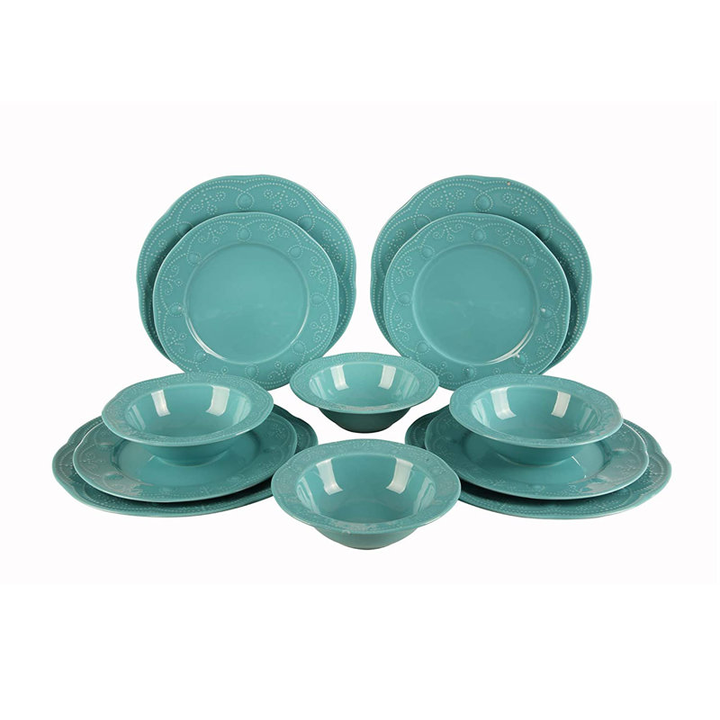 12 Pieces Dinnerware Set, Turquoise