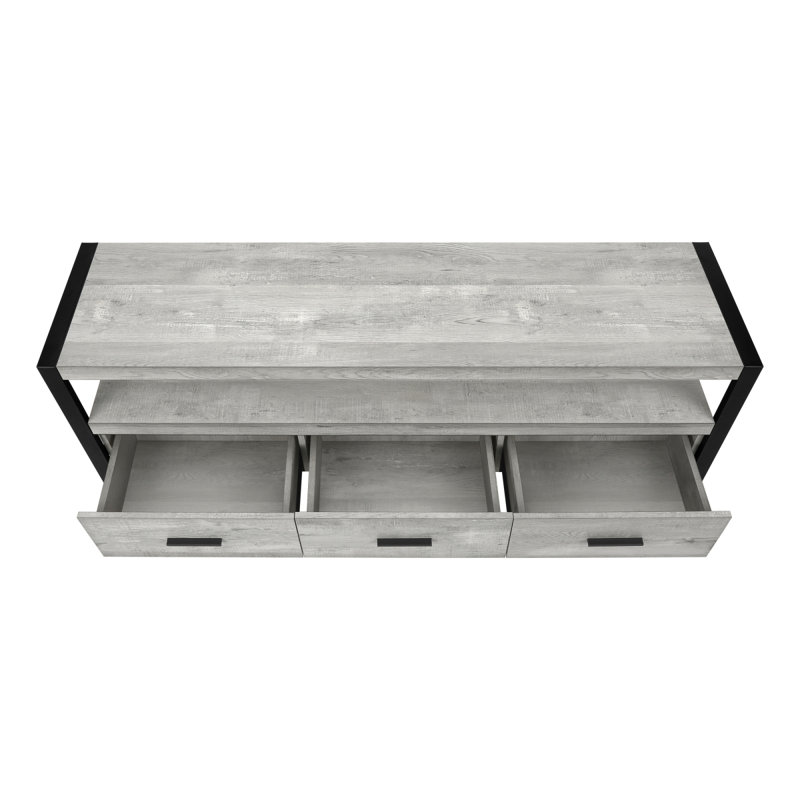 60 Inch Console Media Entertainment Center Storage Drawers, Gray