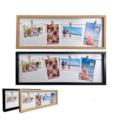 8" X 24" Picture Frame With String And Wooden Clips