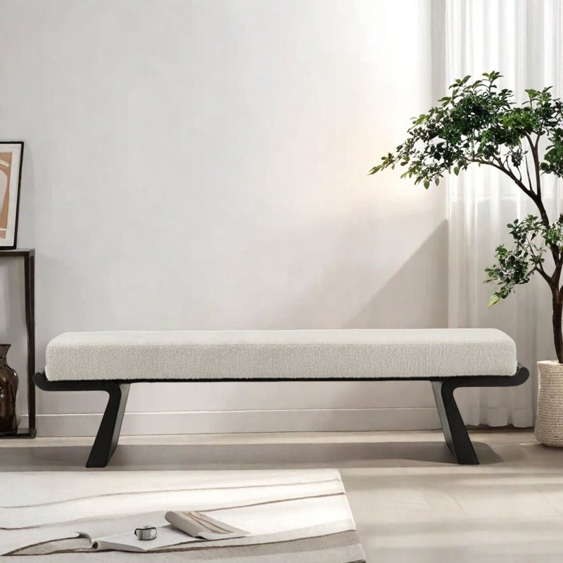 Tabouret long en bois massif, H 17,72 po x l 78,74 po x P 15,75 po