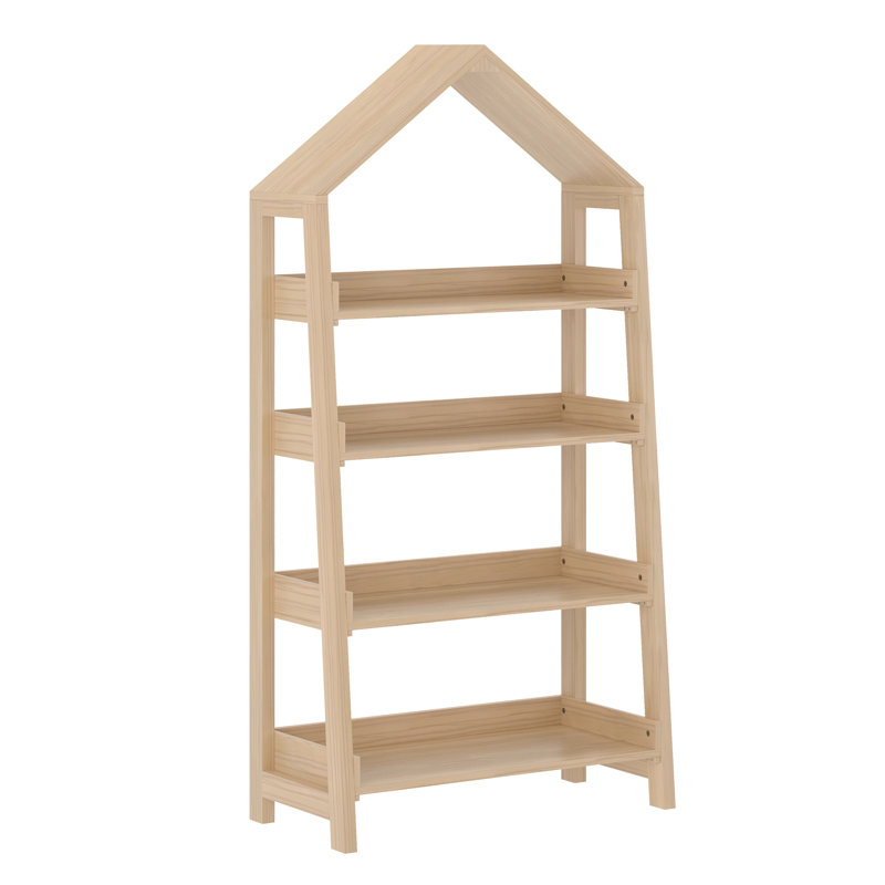 Bibliothèque Aurey pour enfants avec tablettes ouvertes et pieds carrés en bois, Naturel