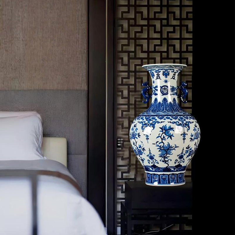Vase en céramique 10,64 "bleu et blanc Jingdezhen